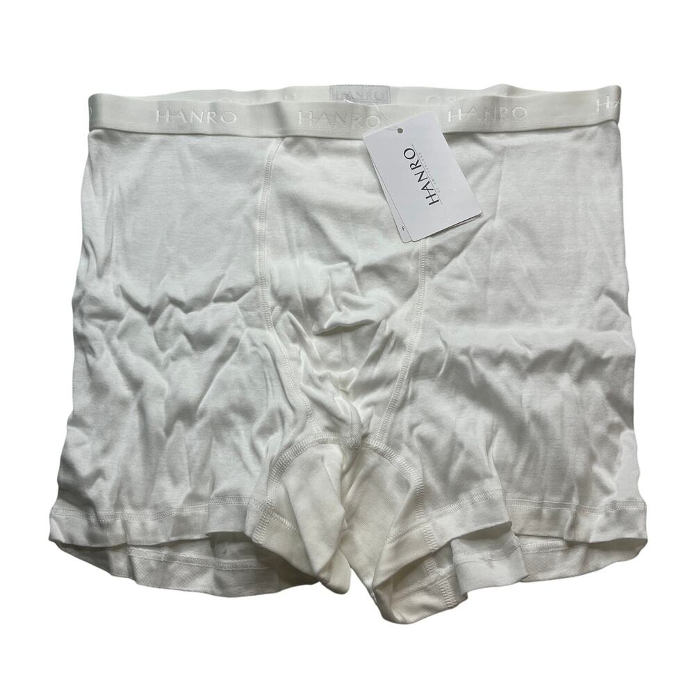 9-100 HANRO Men's CottonPure Underwear Boxer Briefs 100% Cotton White XL
